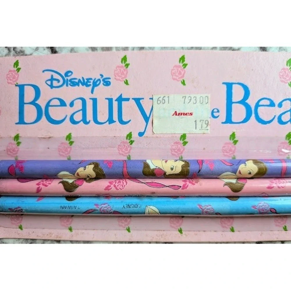Disney Pencils Kids Vintage 90s Belle Beauty and the Beast Deadstock Kidcore